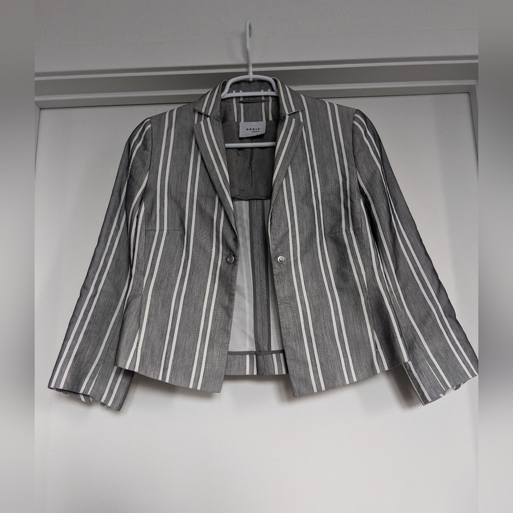 AKRIS Gray Striped Women's Blazer